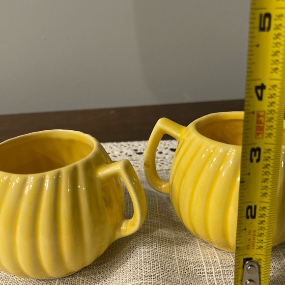 Vintage Retro Yellow Ribbed Glass Creamer & Open Sugar Bowl Set - Picture 7 of 11